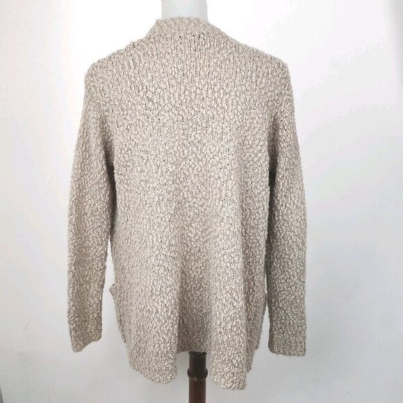 Forever 21 Cozy Textured Boucle Beige Open Front Cardigan Pockets Womens S - Picture 4 of 5